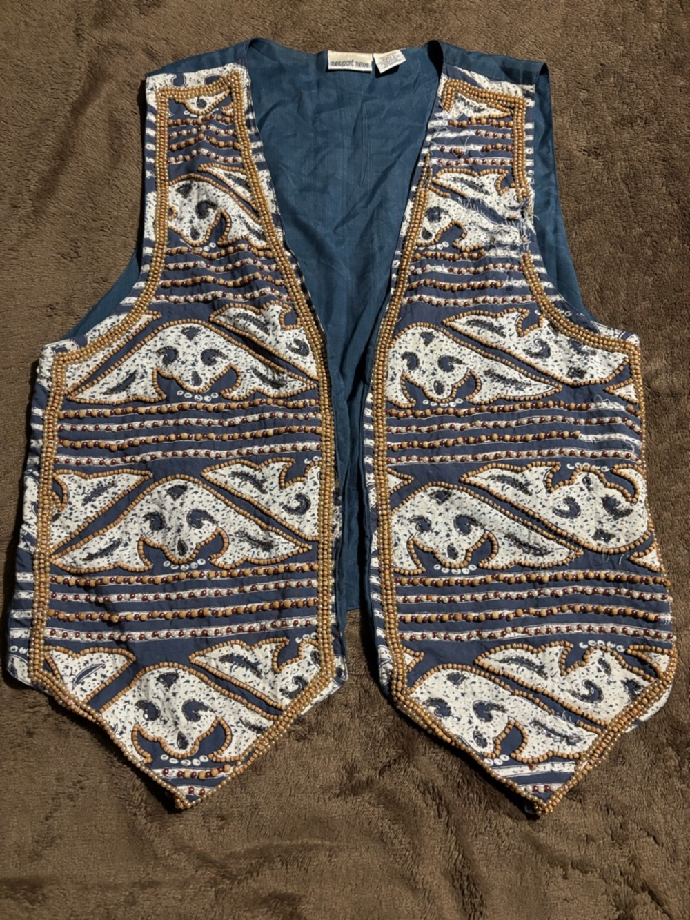 Newport News Vintage Beaded and Embroidered Bohemian Open Front Vest